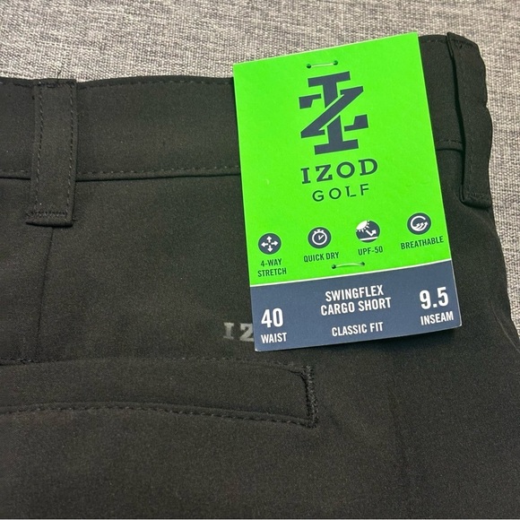 IZOD SWINGFLEX STRAIGHT FIT STRETCH GOLF SHORTS - BLACK - Picture 5 of 7